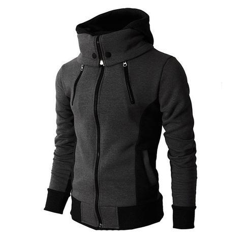 Slim fit sweatvest met capuchon en hoge kraag