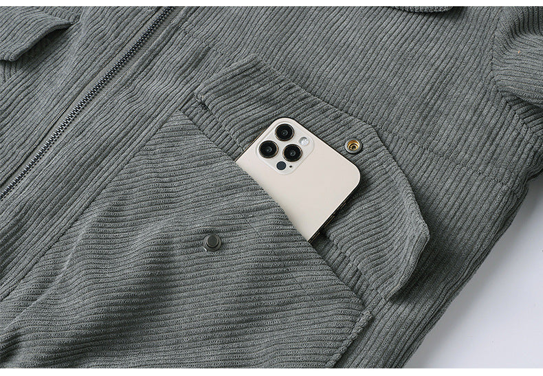 Corduroy jas heren met sherpa kraag