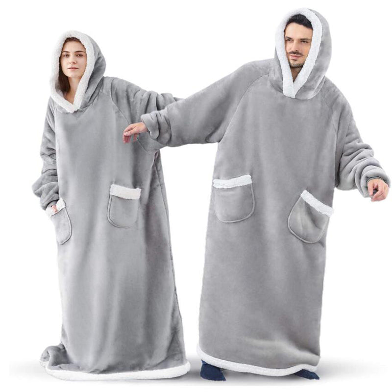 Oversized hoodie deken met sherpa capuchon