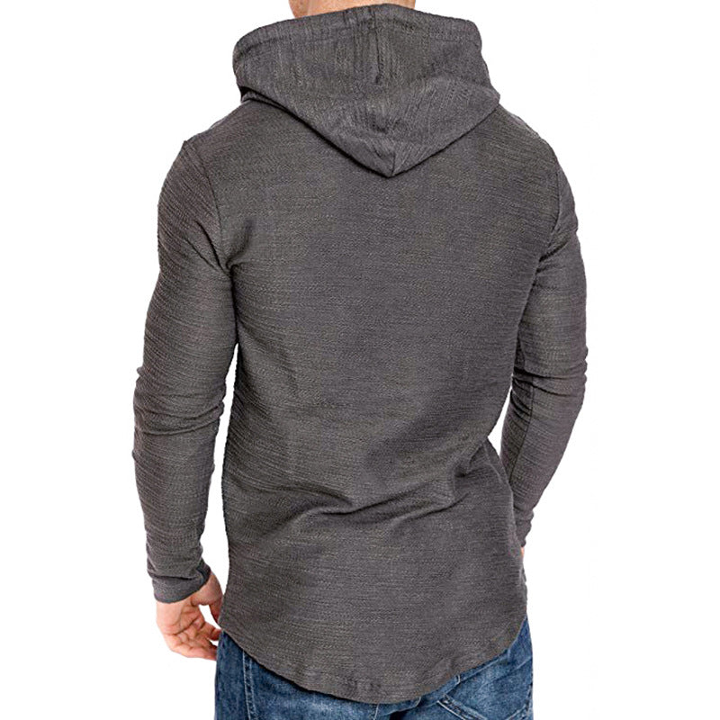 Slim fit hoodie heren met ronde zoom