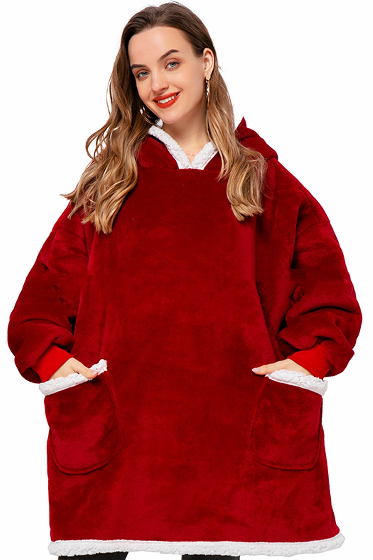 Oversized hoodie deken met sherpa capuchon