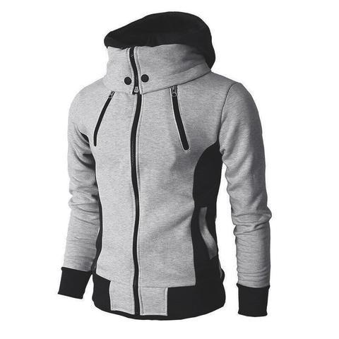 Slim fit sweatvest met capuchon en hoge kraag
