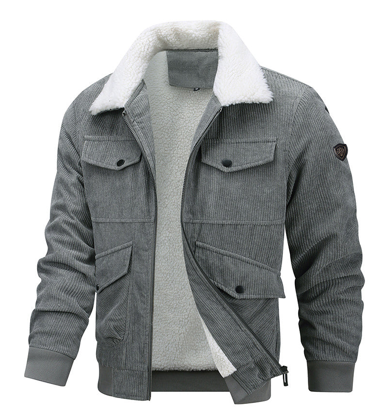 Corduroy jas heren met sherpa kraag