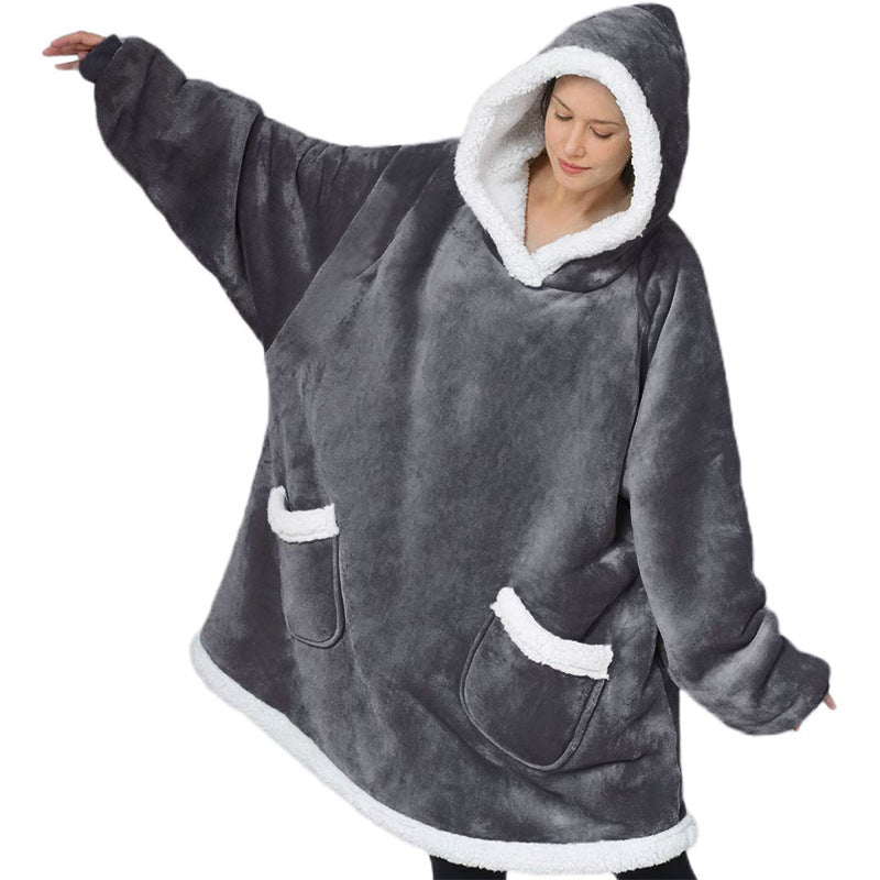 Oversized hoodie deken met sherpa capuchon