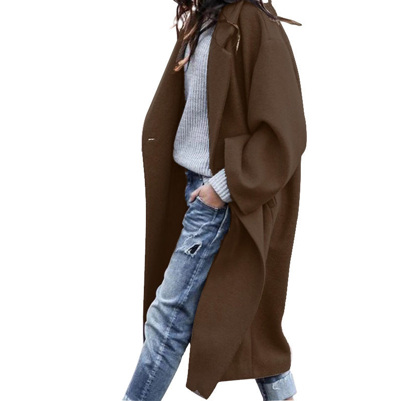 Lange oversized mantel met reverskraag