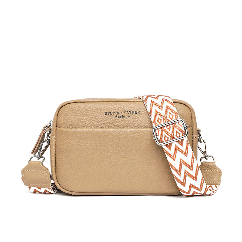 Kleine leren crossbody tas met brede band