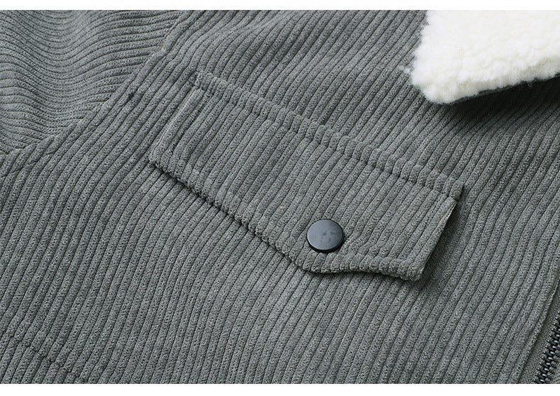 Corduroy jas heren met sherpa kraag