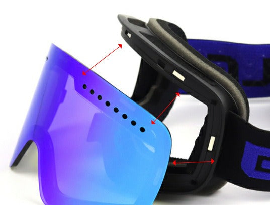 Skibril met spiegelende dubbele lens