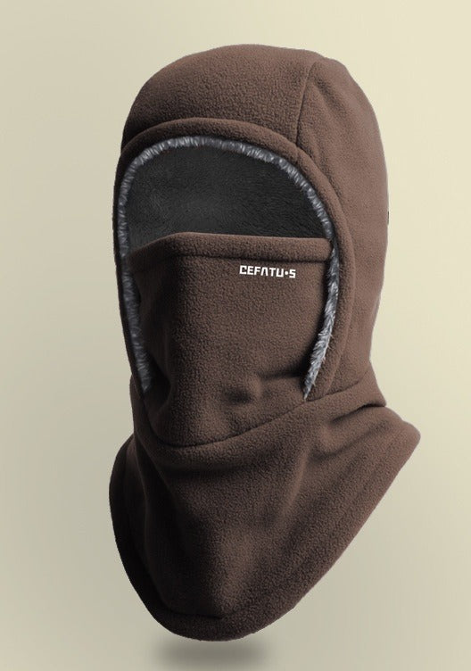 Fleece bivakmuts met opgetrokken gezichtsdeel