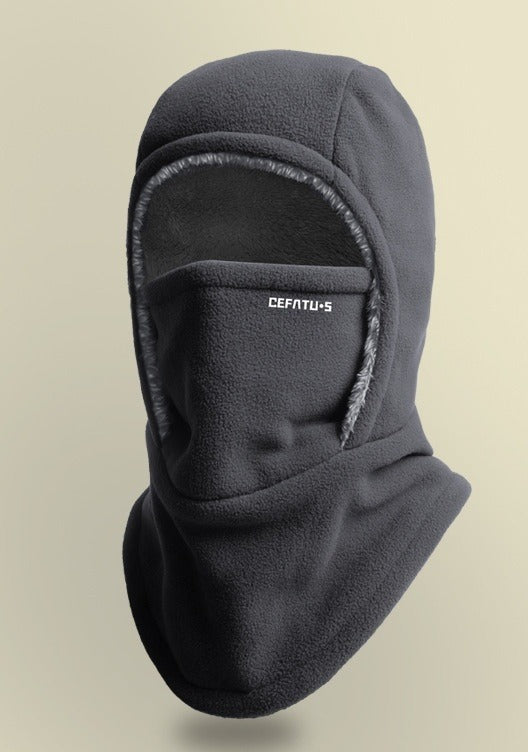 Fleece bivakmuts met opgetrokken gezichtsdeel