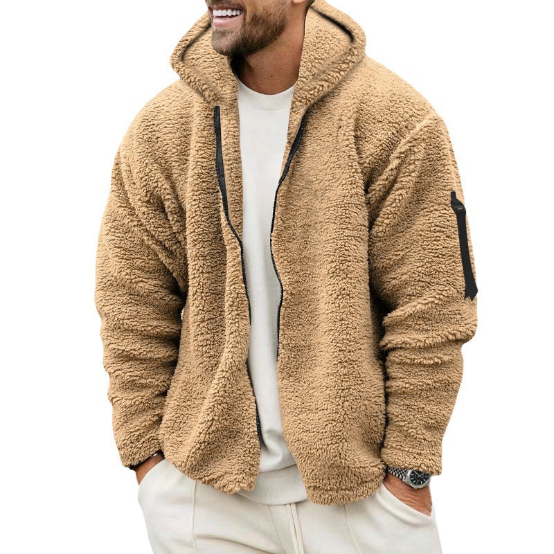 Teddy fleece jas heren met capuchon