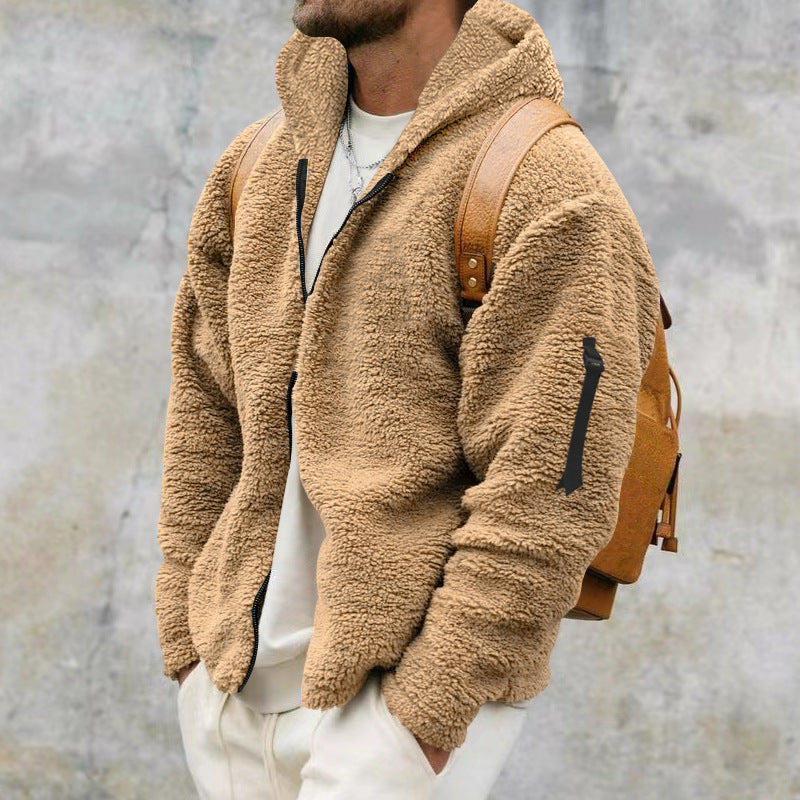 Teddy fleece jas heren met capuchon