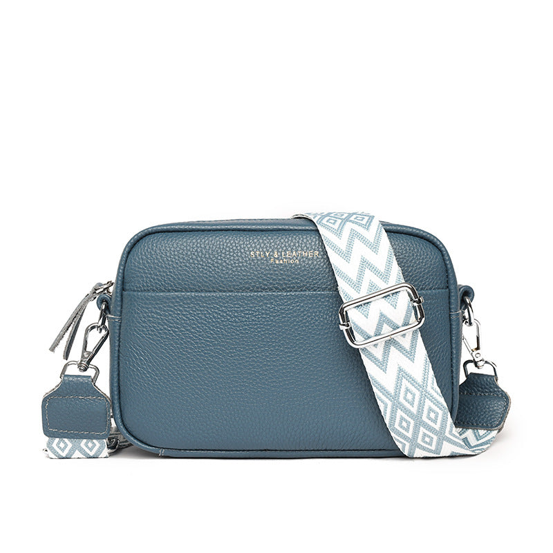 Kleine leren crossbody tas met brede band