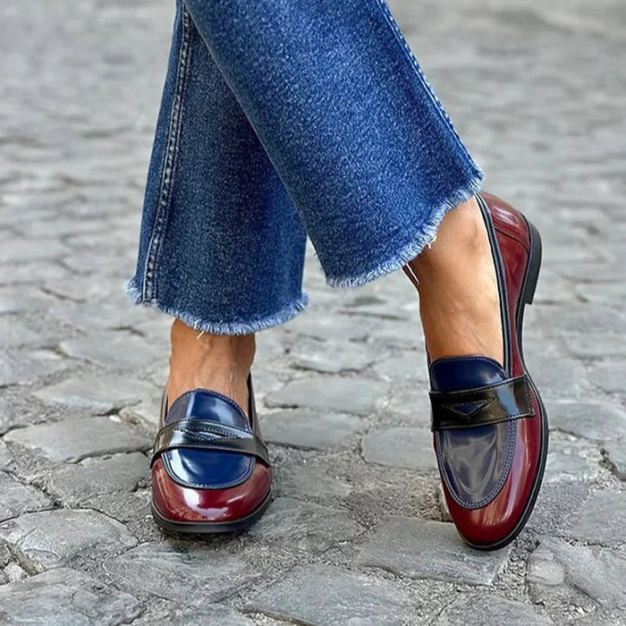 Dames Meerkleurige Glanzende Loafers met Sleehak