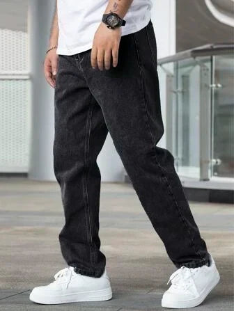 Heren Straight Fit Jeans met Rechte Pijpen Zwart