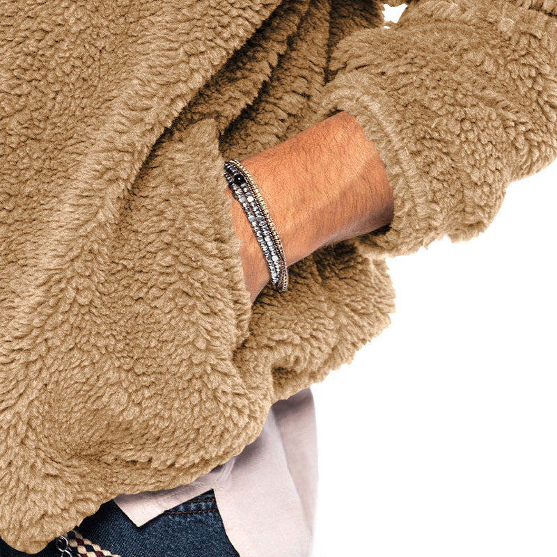 Teddy fleece jas heren met capuchon