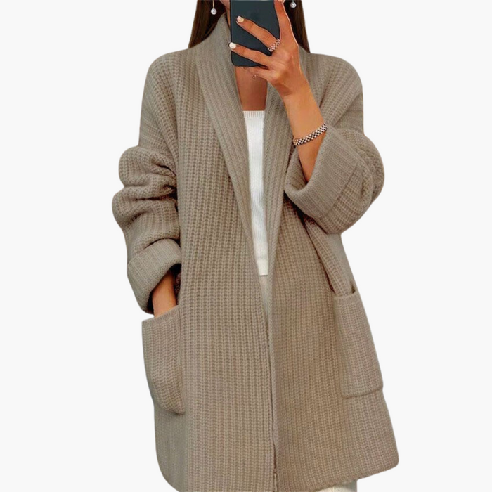 Dames Cardigan met V-hals en Paspelzakken
