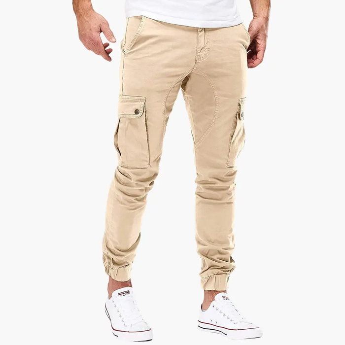 Heren Casual Cargobroek met Zijzakken en Elastische Boord