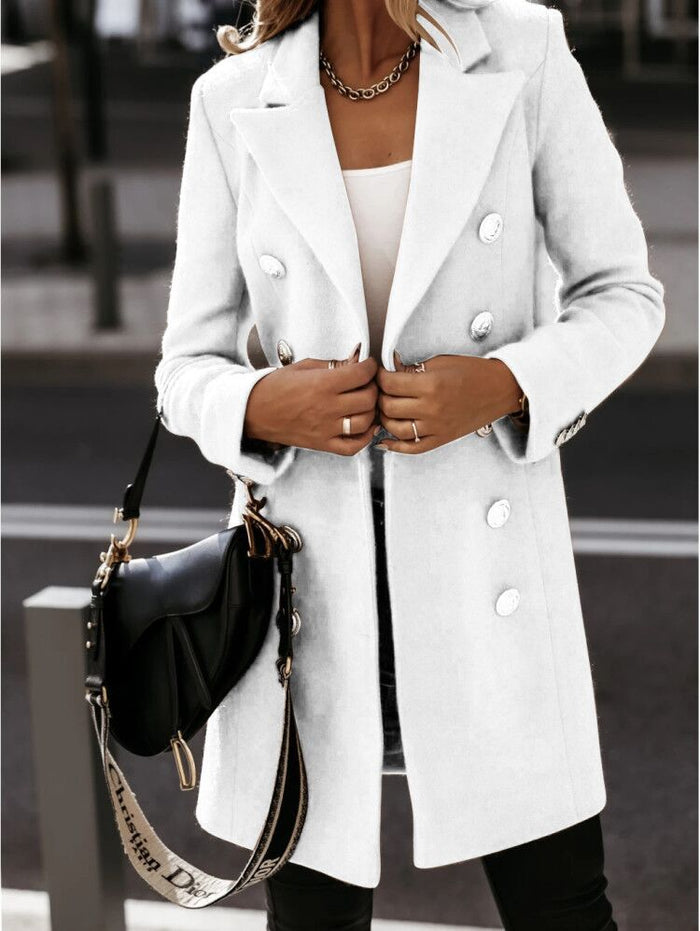 Dames Blazer Mantel met Dubbele Knopenrij en Reverskraag