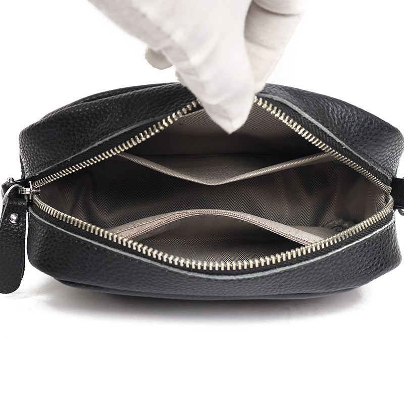 Kleine leren crossbody tas met brede band