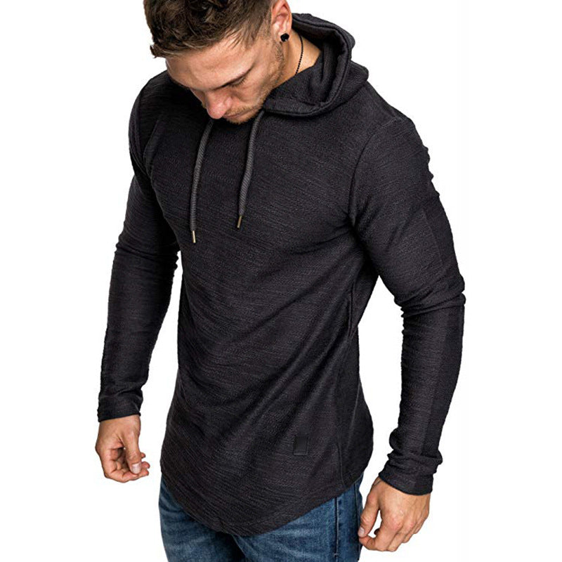 Slim fit hoodie heren met ronde zoom