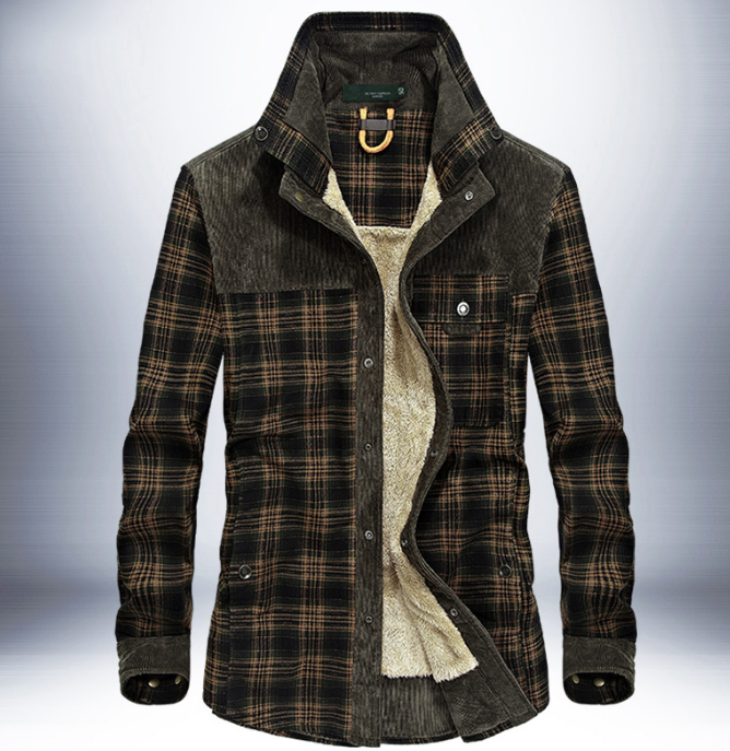 Geruit overshirt heren met fleecevoering