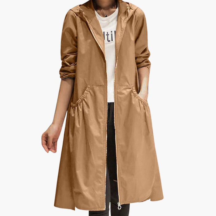 Dames Trenchcoat met Capuchon en Rits