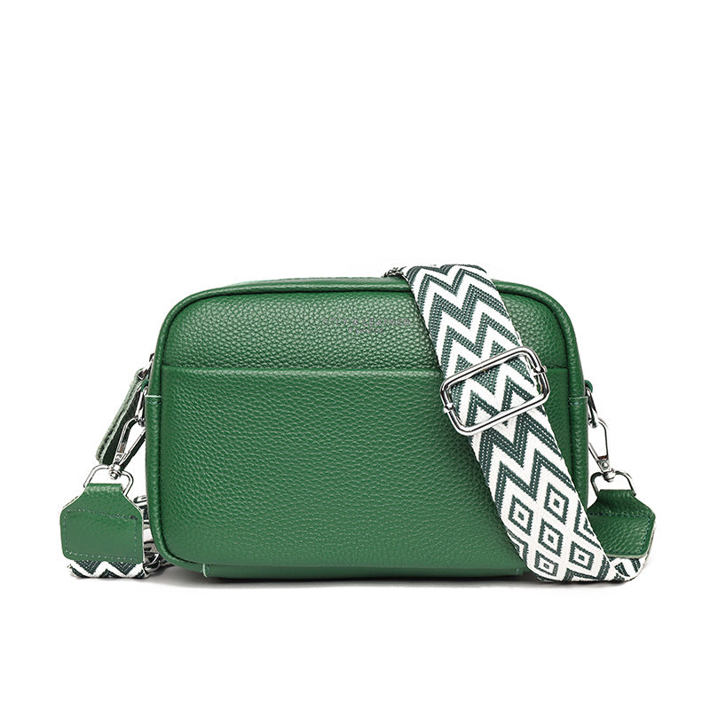 Kleine leren crossbody tas met brede band
