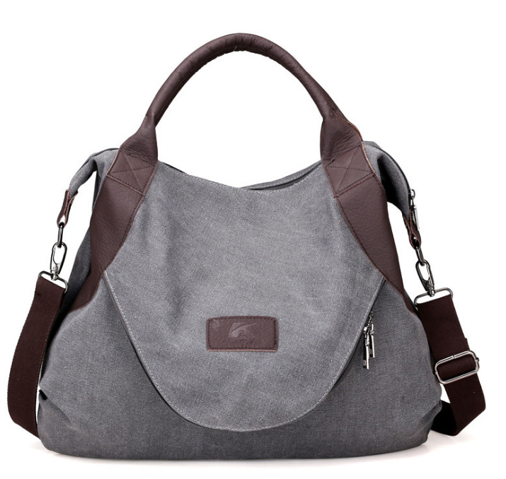 Grote canvas tas met contrasthengsels