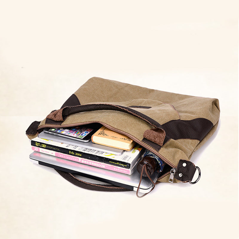 Grote canvas tas met contrasthengsels