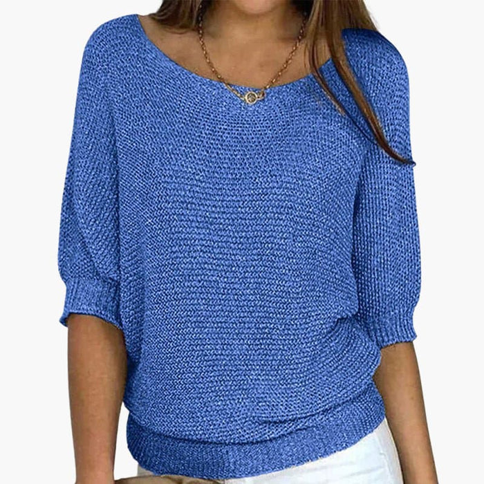 Dames Pullover Trui met Wijde Hals en Halve Mouwen