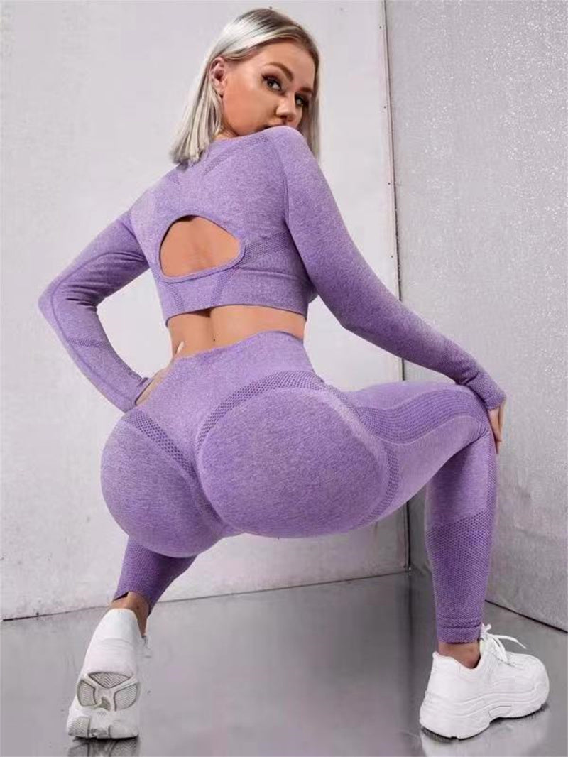 Naadloze sportset met crop top en legging