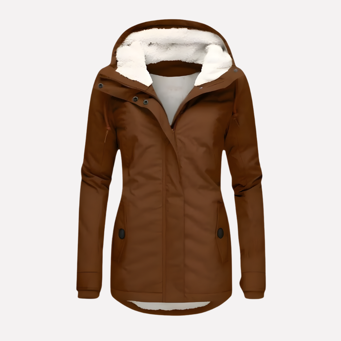 Dames Winterjas met Capuchon en Ritssluiting Voren