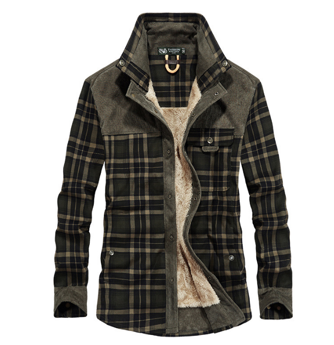 Geruit overshirt heren met fleecevoering