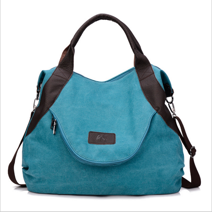 Julia | Grote canvas schoudertas met afneembare crossbody band