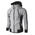 Slim fit sweatvest met capuchon en hoge kraag
