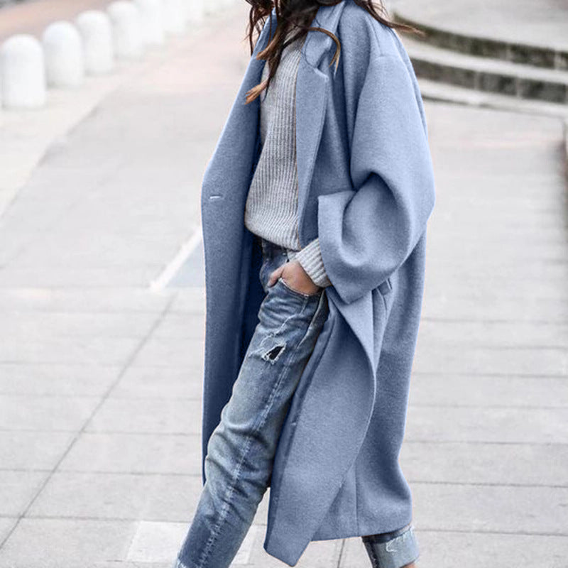 Lange oversized mantel met reverskraag