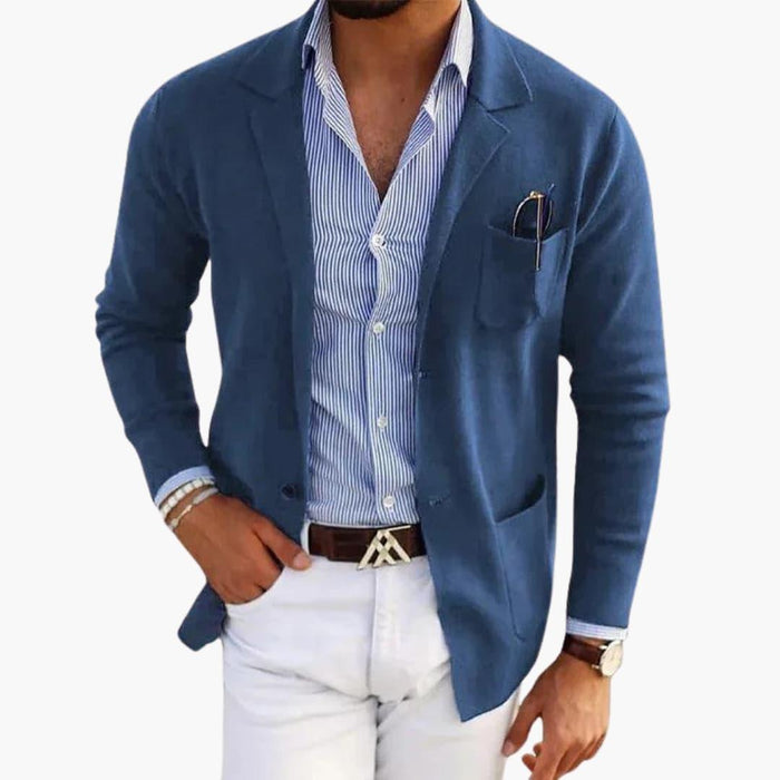 Heren Gebreide Blazer met Reverskraag en Sluiting