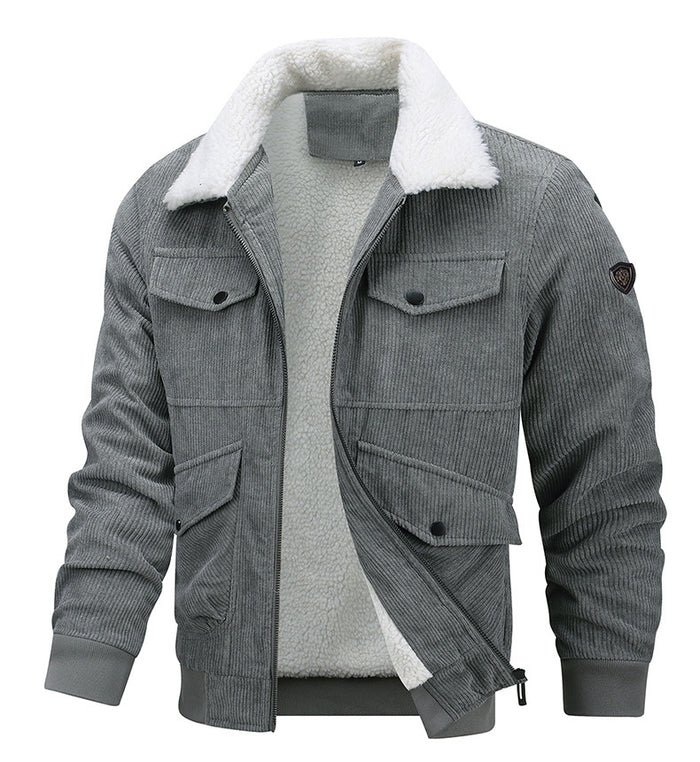 Lars | Corduroy jas heren met sherpa voering en kraag