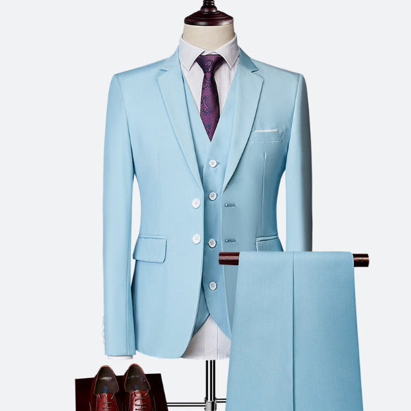 Heren 3-delig Slim Fit Pak met Colbert Vest en Broek
