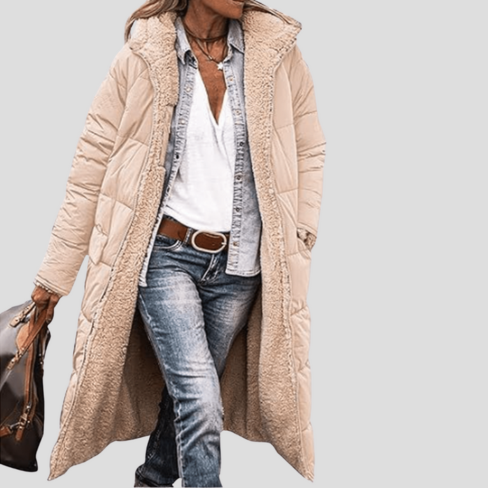 Dames Lange Reversible Winterjas met Capuchon