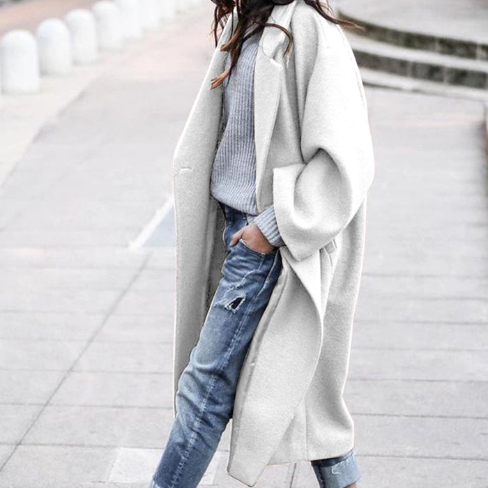 Lotte | Lange oversized mantel met revers en zakken