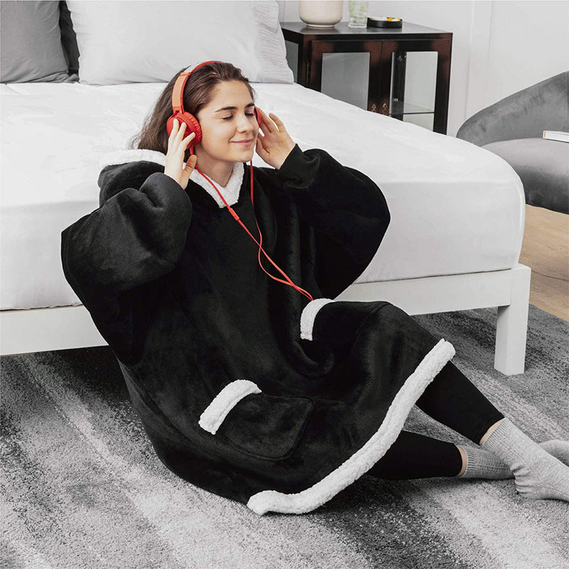 Oversized hoodie deken met sherpa capuchon