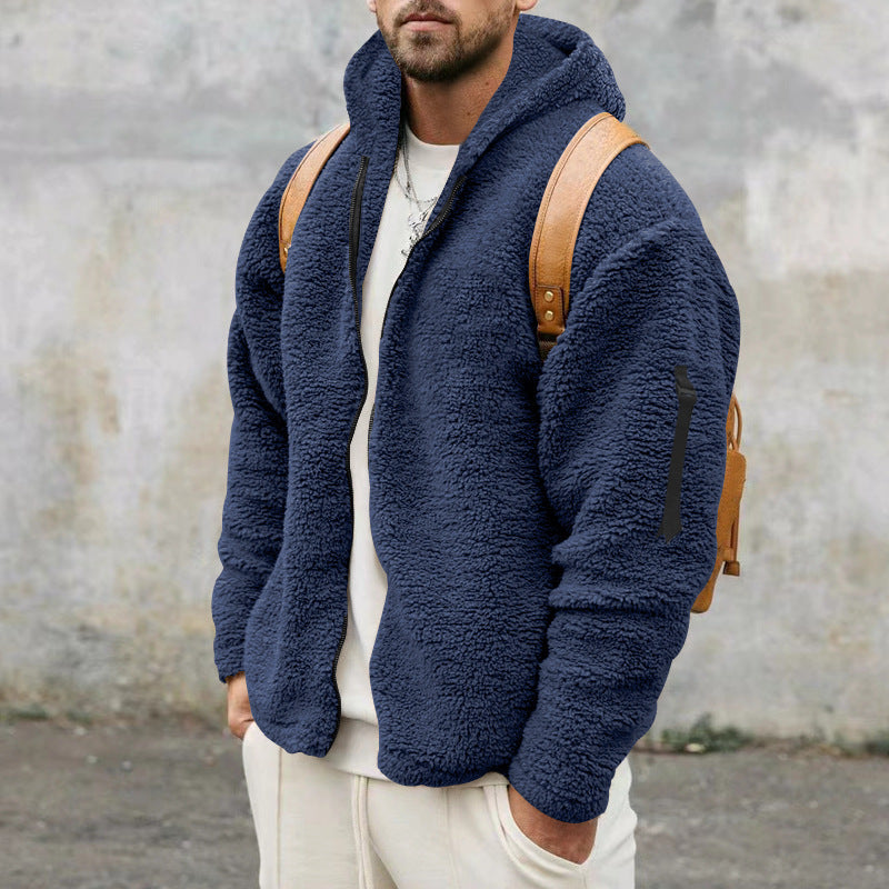 Teddy fleece jas heren met capuchon
