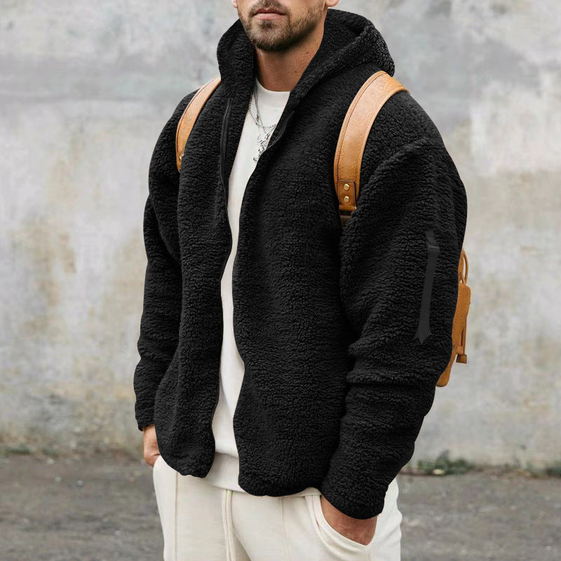 Teddy fleece jas heren met capuchon