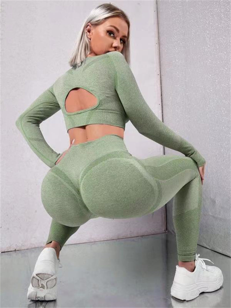 Naadloze sportset met crop top en legging