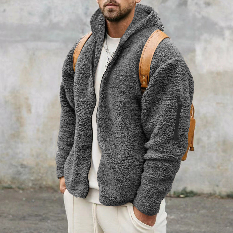 Teddy fleece jas heren met capuchon