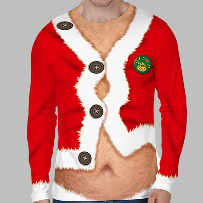 Heren Kersttrui met Grappige Print en Lange Mouwen