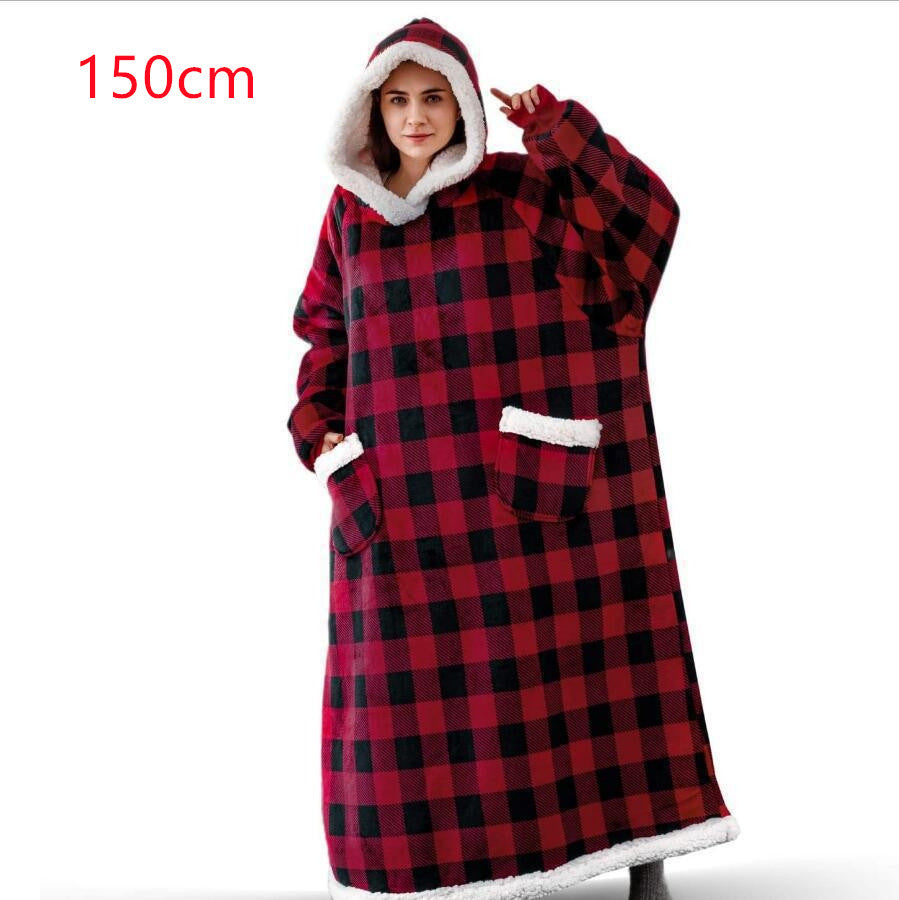 Oversized hoodie deken met sherpa capuchon