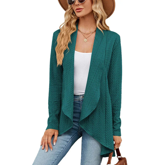 Dames Ribgebreide Waterval Cardigan met Open Voorkant